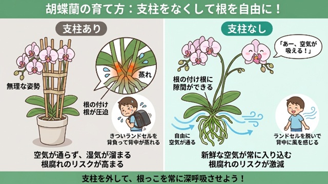 胡蝶蘭の支柱なし