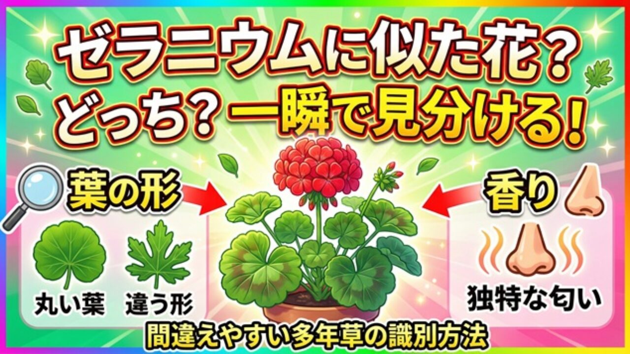 ゼラニウムに似てる花】どっち？葉の形と香りで一発判別！間違いやすい 